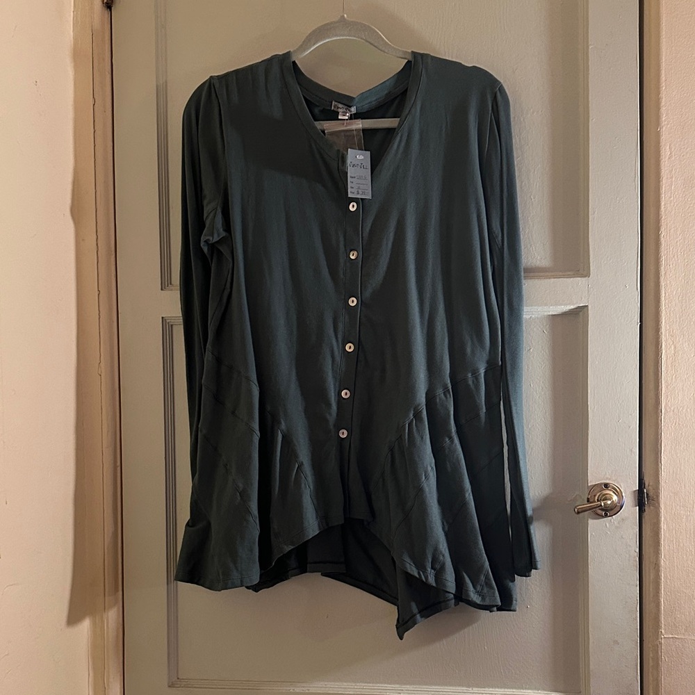 Just Jill Forest Green Button-Down Shirt